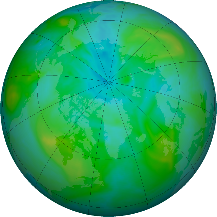 Arctic ozone map for 15 August 2007